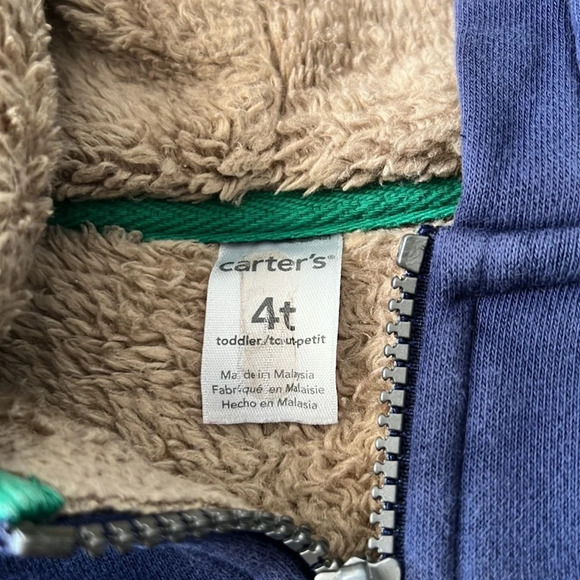 Boys zip up hoodie sweater jacket Size 4t. Cozy lining. - Picture 3 of 5